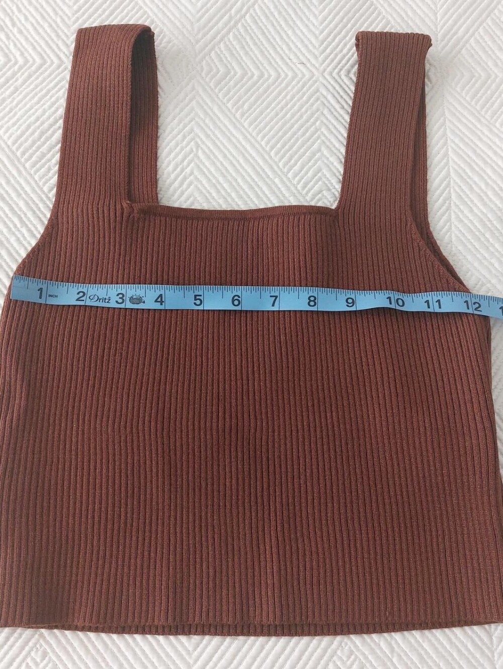 Brown Ribbed Square-Neck Crop Top - Picture 4 of 5